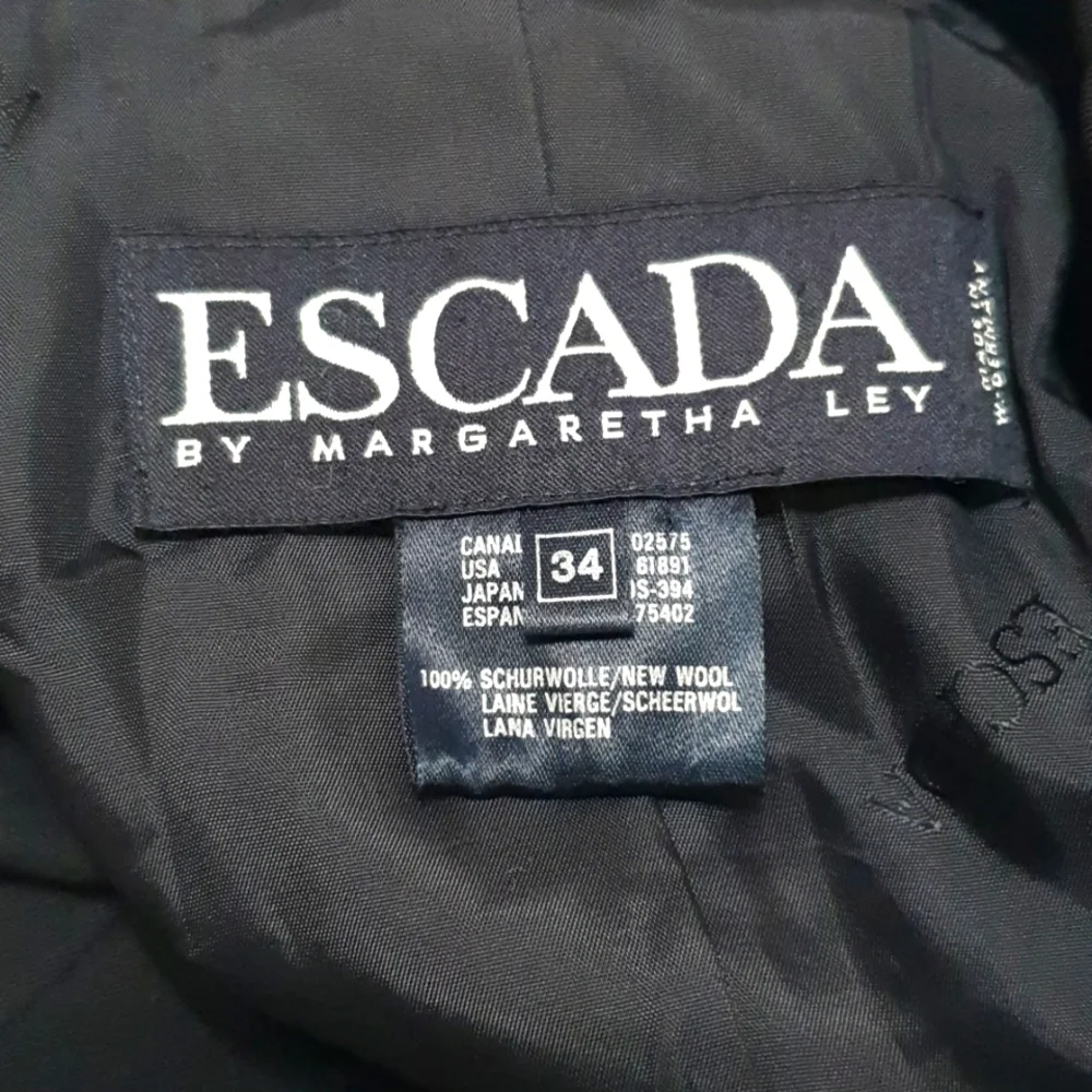 Escada 100% Wool Beaded Trim Coat